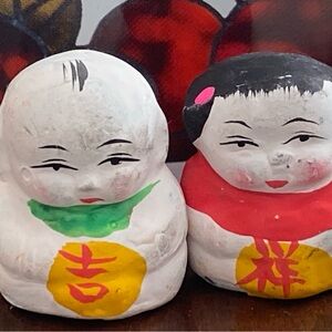 Huishan clay figurines boy and girl Chinese folk art